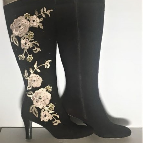 Cole Haan Suede Boot w/ Floral Applique Detail _ SOLD! - Picture 2 of 8